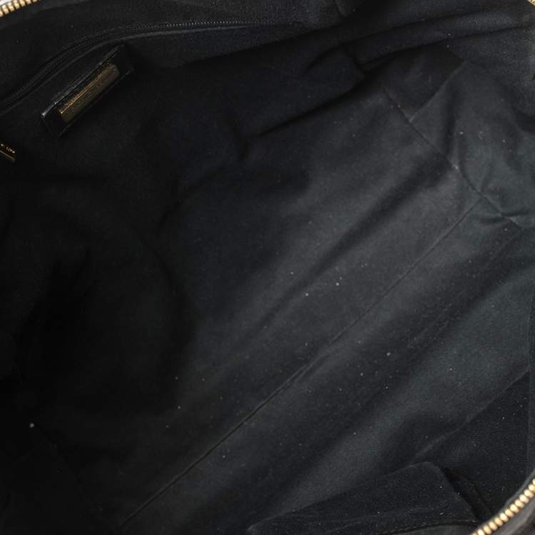 Pre Owned Dolce & Gabbana Black Crochet Fabric and Leather Zip Satchel