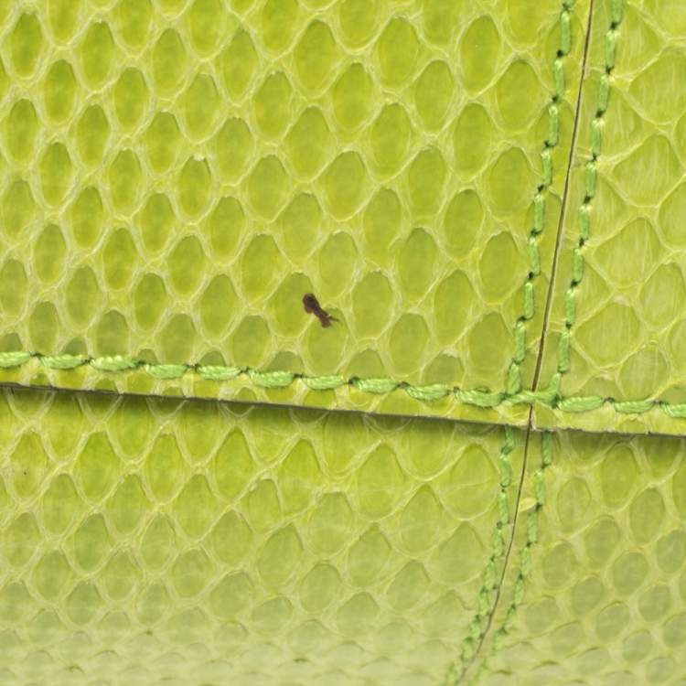 Pre Owned Dolce & Gabbana Green Snakeskin Large Miss Sicily Top Handle Bag