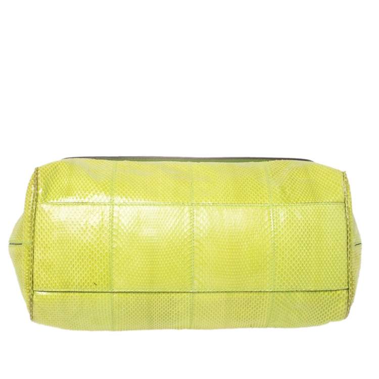 Pre Owned Dolce & Gabbana Green Snakeskin Large Miss Sicily Top Handle Bag
