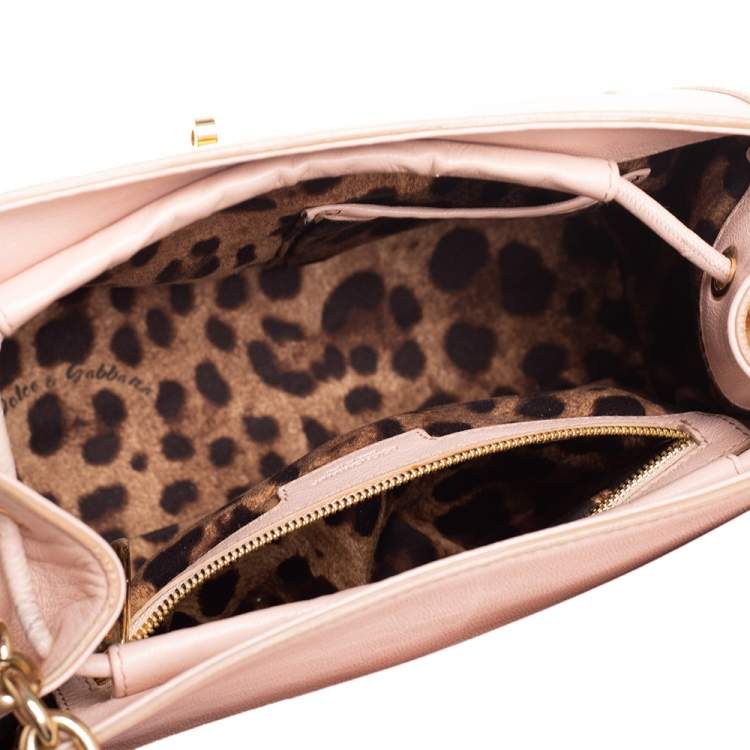 Pre Owned Dolce & Gabbana Pink Leather Large Miss Bonita Top Handle Bag