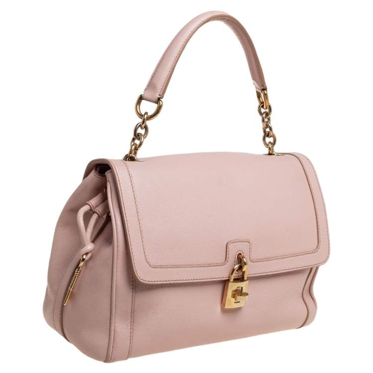 Pre Owned Dolce & Gabbana Pink Leather Large Miss Bonita Top Handle Bag