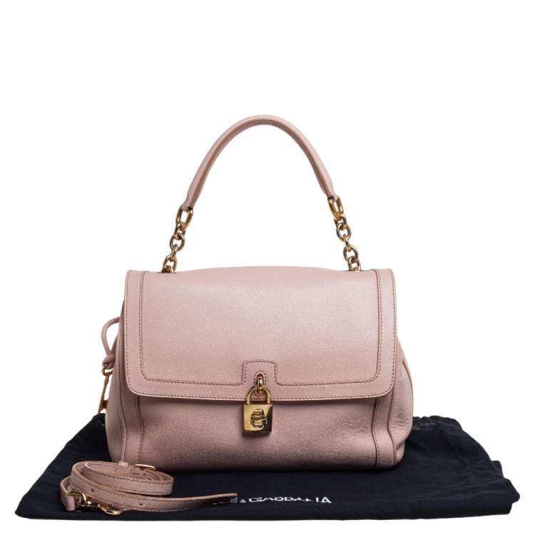 Pre Owned Dolce & Gabbana Pink Leather Large Miss Bonita Top Handle Bag