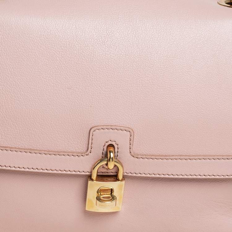 Pre Owned Dolce & Gabbana Pink Leather Large Miss Bonita Top Handle Bag