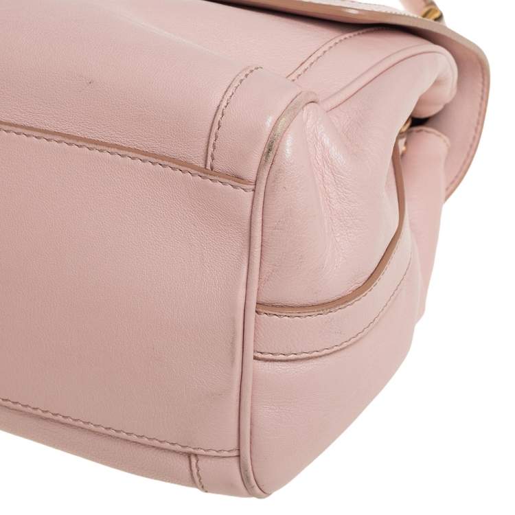 Pre Owned Dolce & Gabbana Pink Leather Large Miss Bonita Top Handle Bag