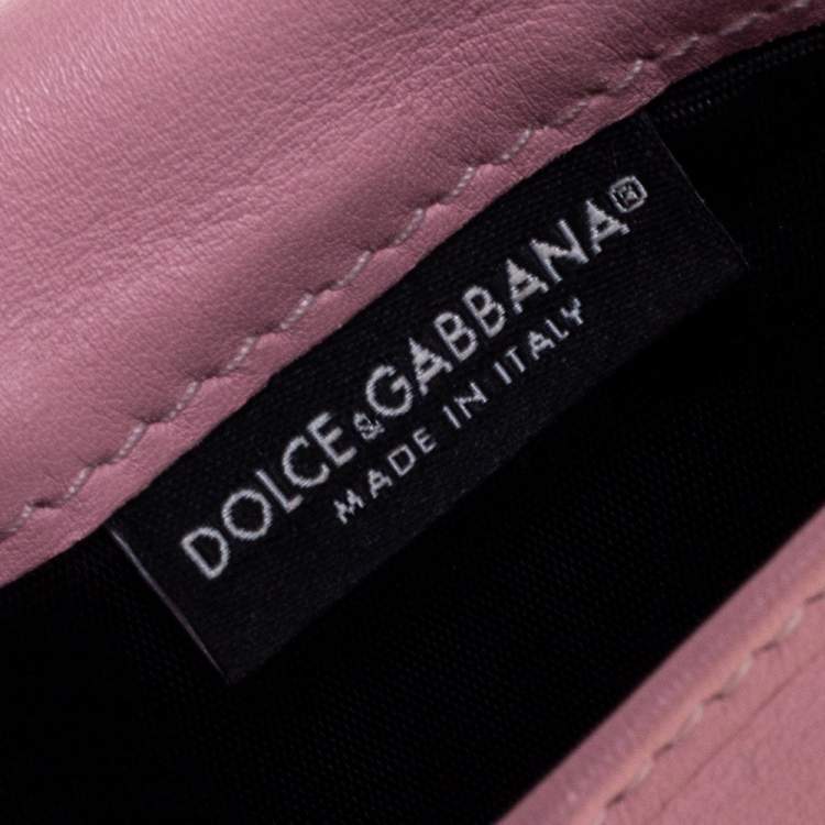 Pre Owned Dolce & Gabbana Pink Patent Leather Wallet On Chain