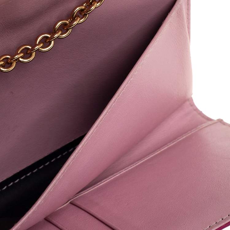 Pre Owned Dolce & Gabbana Pink Patent Leather Wallet On Chain