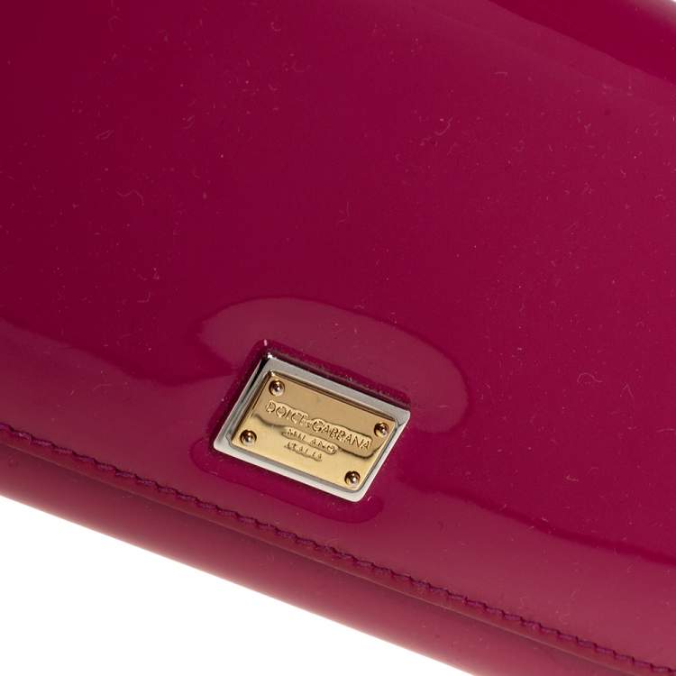 Pre Owned Dolce & Gabbana Pink Patent Leather Wallet On Chain