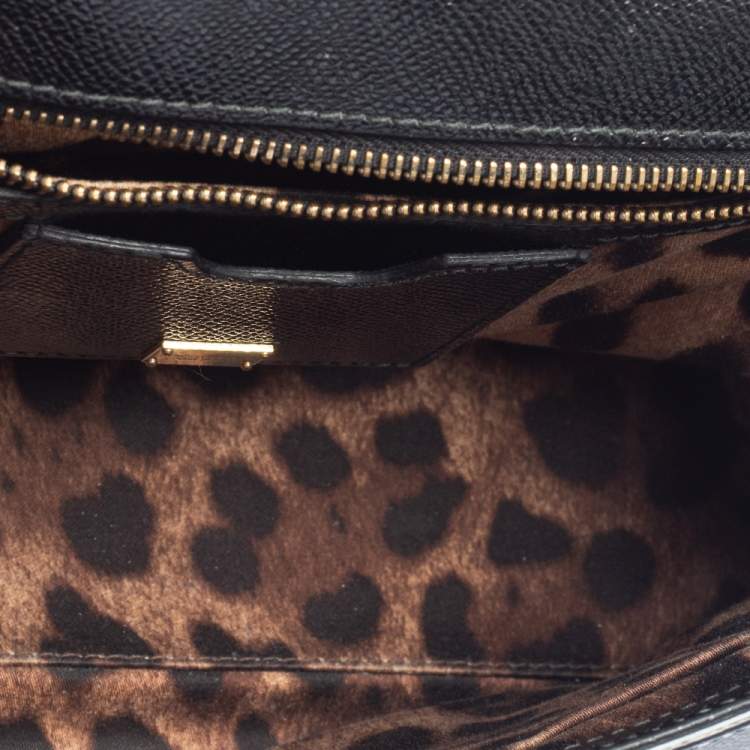Pre Owned Dolce & Gabbana Black Leather Medium Miss Sicily Top Handle Bag