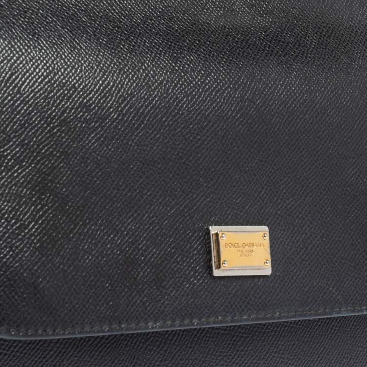 Pre Owned Dolce & Gabbana Black Leather Medium Miss Sicily Top Handle Bag