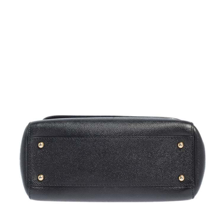 Pre Owned Dolce & Gabbana Black Leather Medium Miss Sicily Top Handle Bag