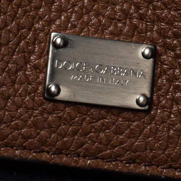 Pre Owned Dolce & Gabbana Brown Leather Medium Monica Studded Top Handle Bag