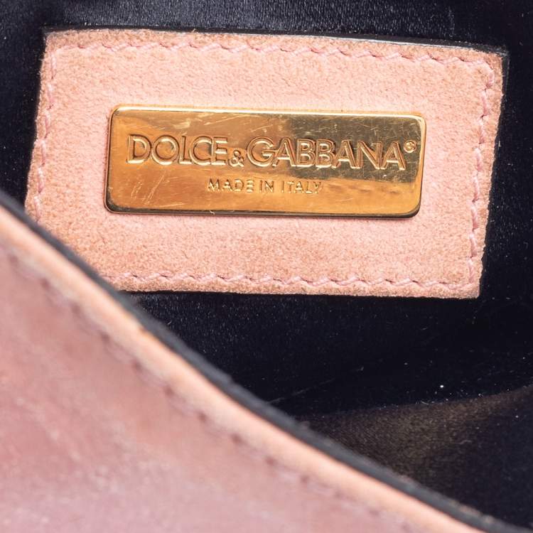 Pre Owned Dolce & Gabbana Pink Suede Flap Chain Crossbody Bag