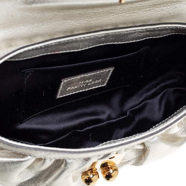 Pre Owned Dolce & Gabbana Gold/Black Patent and Leather Miss Pretty Lock Clutch