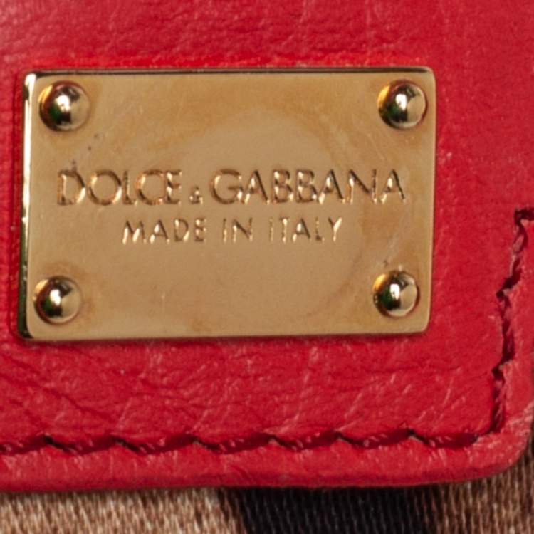 Pre Owned Dolce &Gabbana Orange Leather Embellished Miss Sicily Top Handle Bag