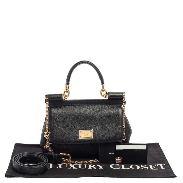 Pre Owned Dolce & Gabbana Black Leather Mini Miss Sicily Belt Bag
