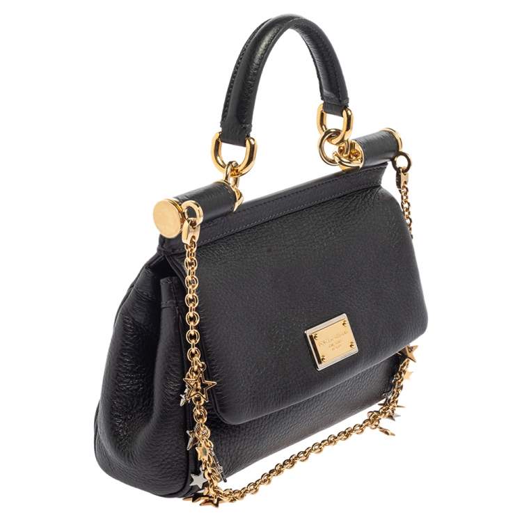 Pre Owned Dolce & Gabbana Black Leather Mini Miss Sicily Belt Bag