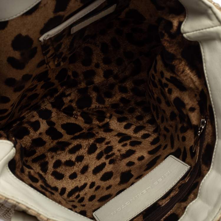 Pre Owned Dolce & Gabbana Beige Woven Raffia And Jute Miss Lexington Hobo