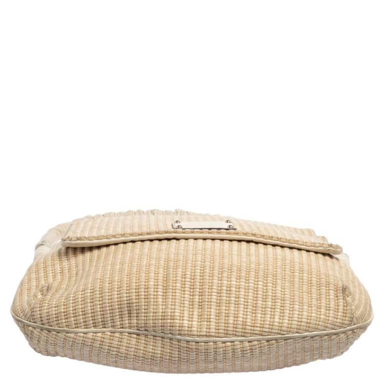 Pre Owned Dolce & Gabbana Beige Woven Raffia And Jute Miss Lexington Hobo