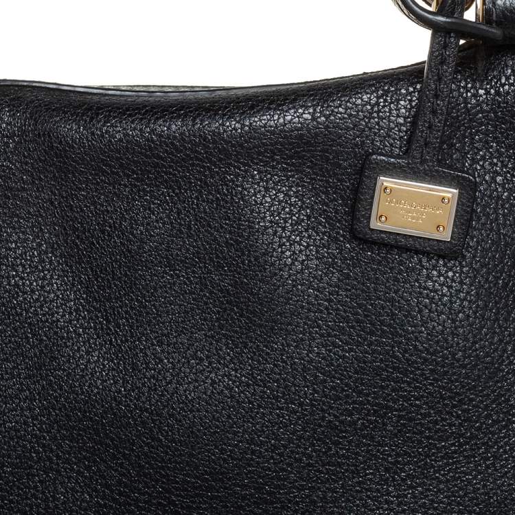 Pre Owned Dolce & Gabbana Black Leather Large Miss Sicily Soft Top Handle Bag