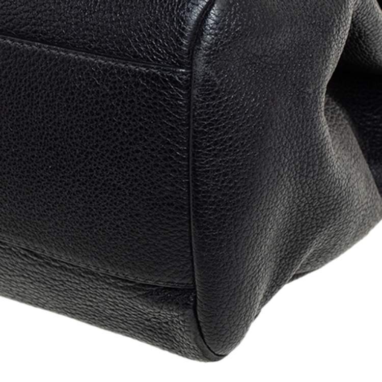 Pre Owned Dolce & Gabbana Black Leather Large Miss Sicily Soft Top Handle Bag