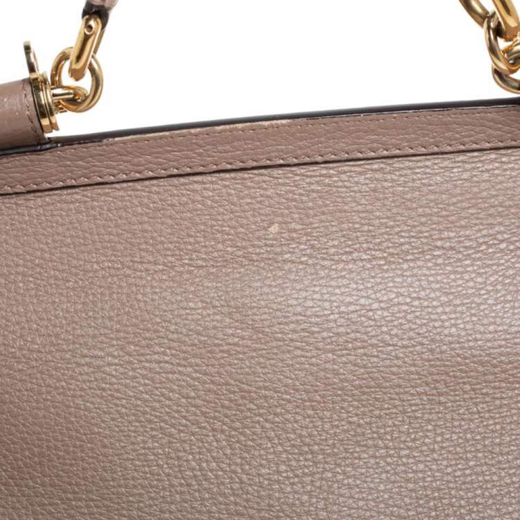 Pre Owned Dolce & Gabbana Brown Leather Miss Sicily Top Handle Bag