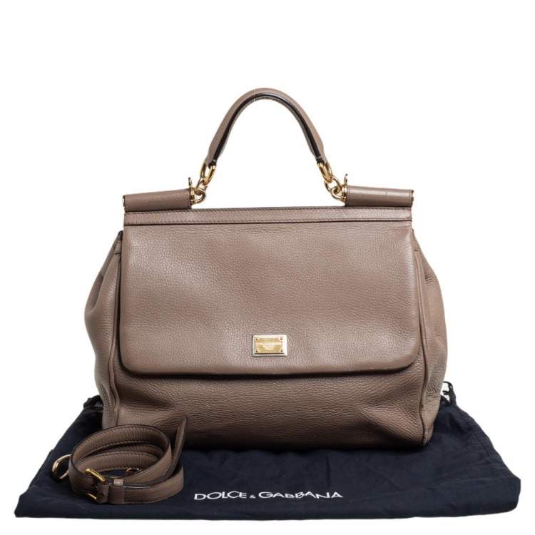 Pre Owned Dolce & Gabbana Brown Leather Miss Sicily Top Handle Bag