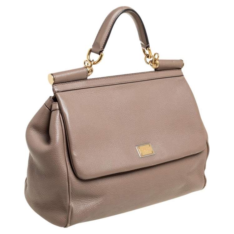 Pre Owned Dolce & Gabbana Brown Leather Miss Sicily Top Handle Bag