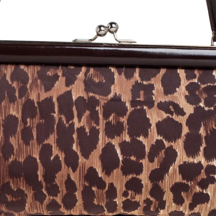 Pre Owned Dolce & Gabbana Brown Leopard Print Fabric Clutch