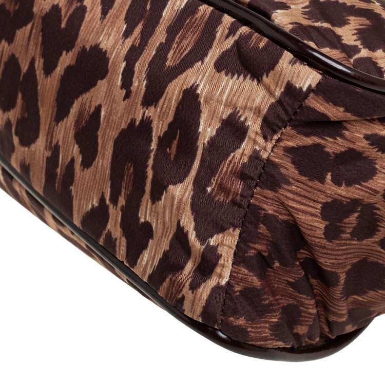Pre Owned Dolce & Gabbana Brown Leopard Print Fabric Clutch