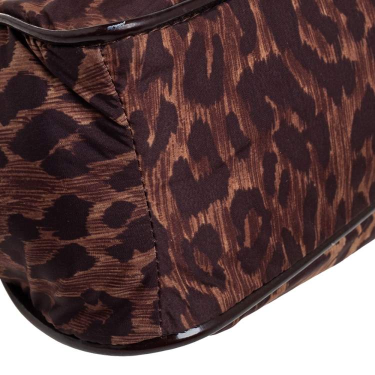 Pre Owned Dolce & Gabbana Brown Leopard Print Fabric Clutch