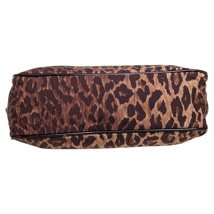 Pre Owned Dolce & Gabbana Brown Leopard Print Fabric Clutch
