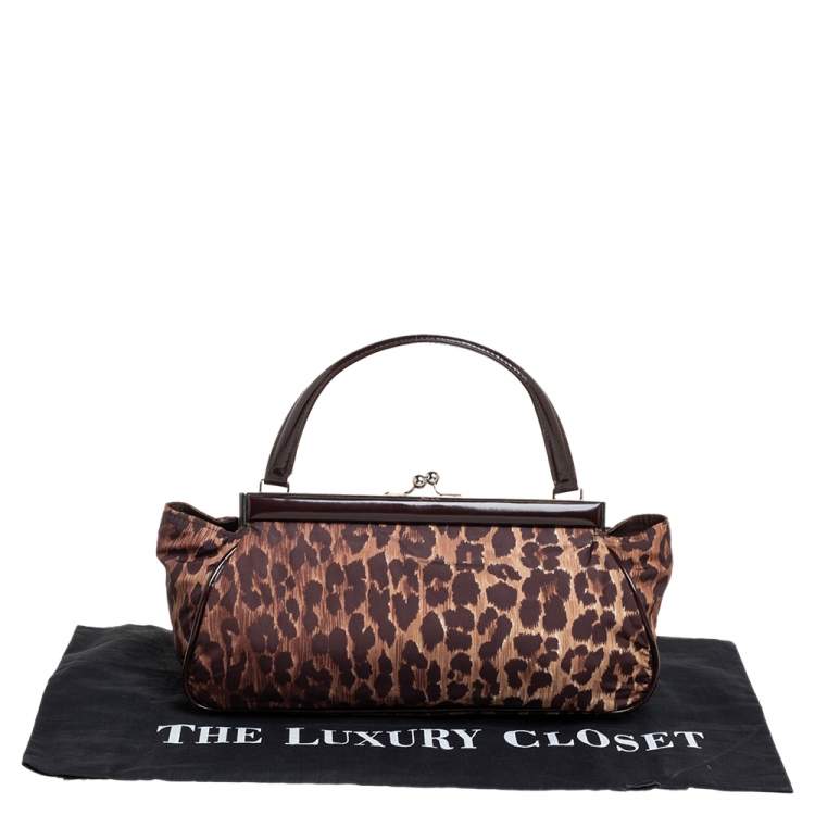 Pre Owned Dolce & Gabbana Brown Leopard Print Fabric Clutch