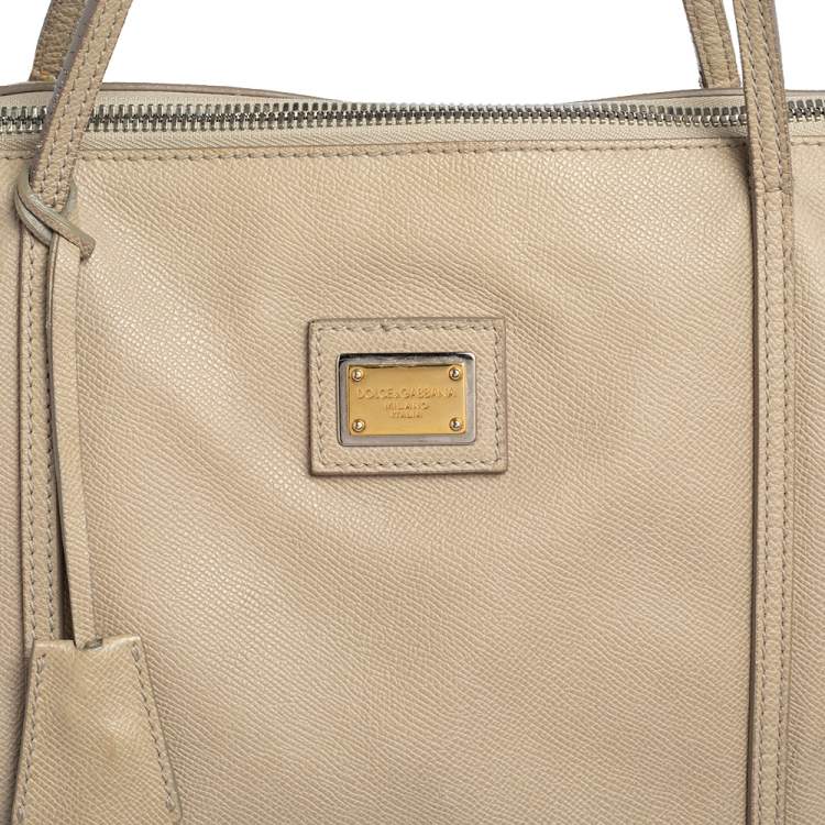 Pre Owned Dolce & Gabbana Grey Leather Escape Tote