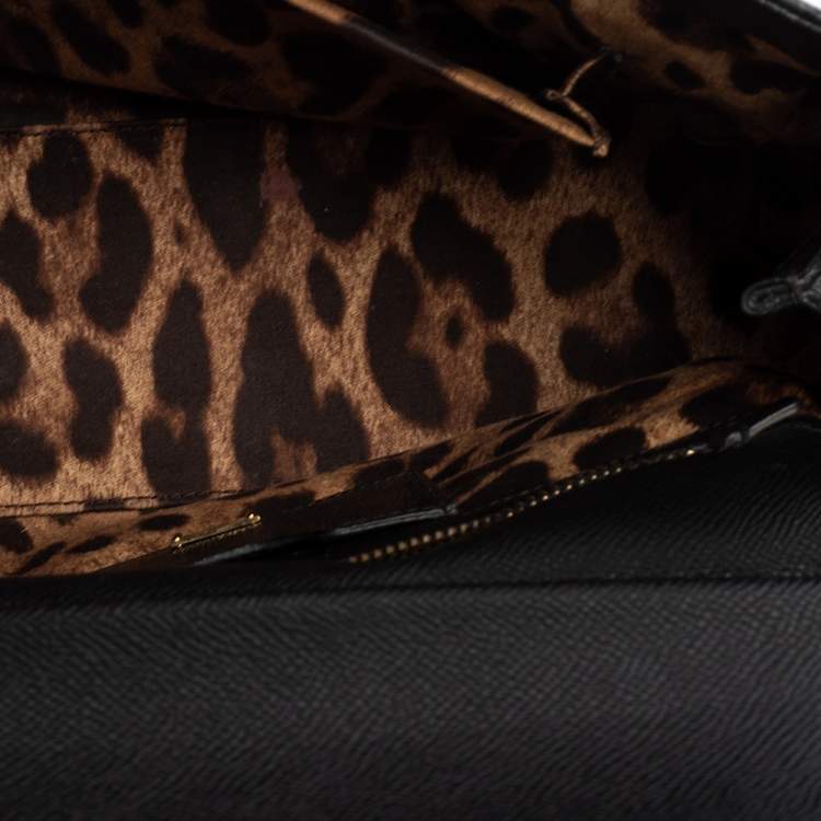 Pre Owned Dolce & Gabbana Black Leather Medium Miss Sicily Top Handle Bag