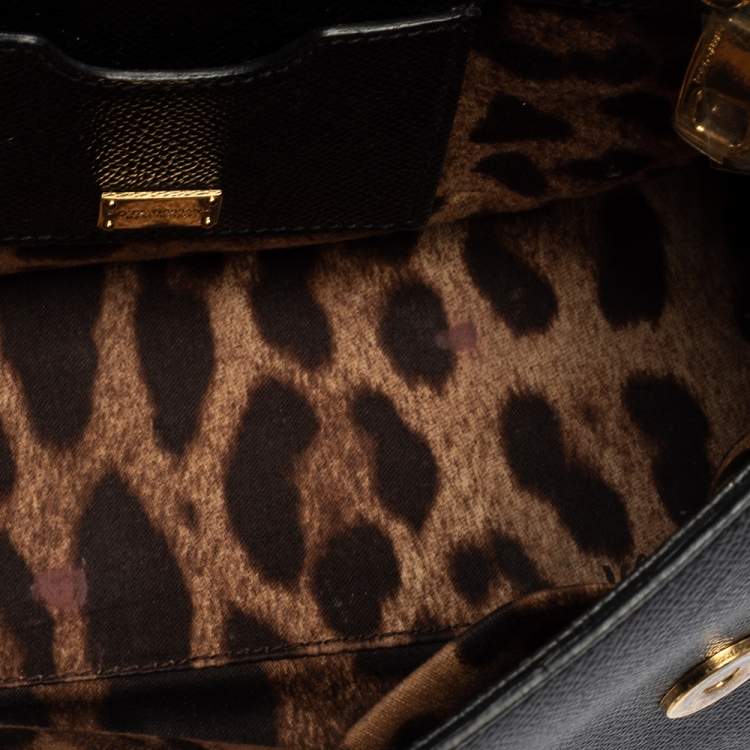 Pre Owned Dolce & Gabbana Black Leather Medium Miss Sicily Top Handle Bag