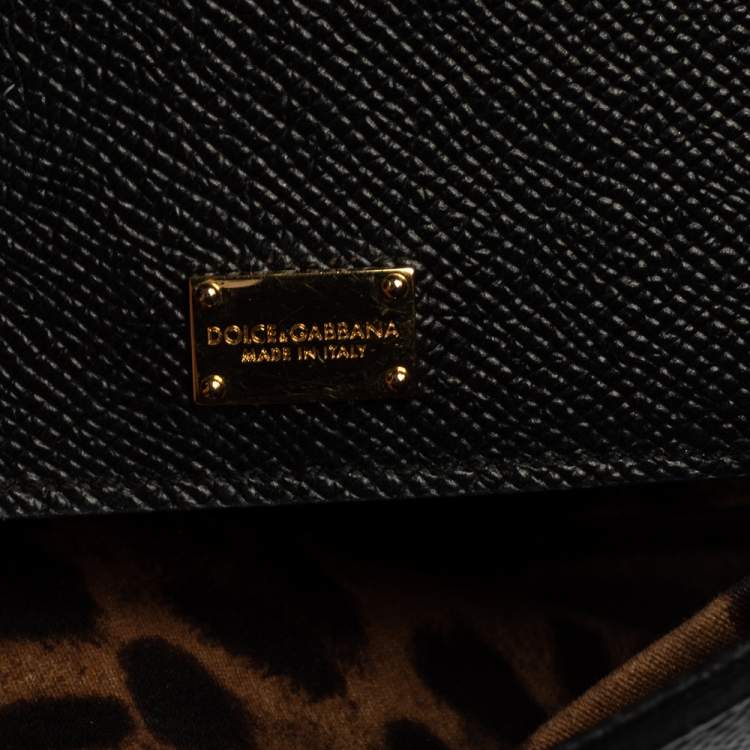 Pre Owned Dolce & Gabbana Black Leather Medium Miss Sicily Top Handle Bag