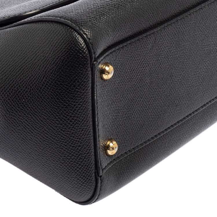 Pre Owned Dolce & Gabbana Black Leather Medium Miss Sicily Top Handle Bag