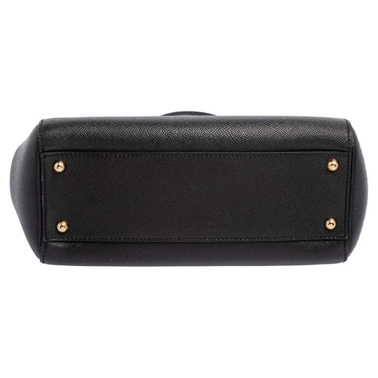 Pre Owned Dolce & Gabbana Black Leather Medium Miss Sicily Top Handle Bag