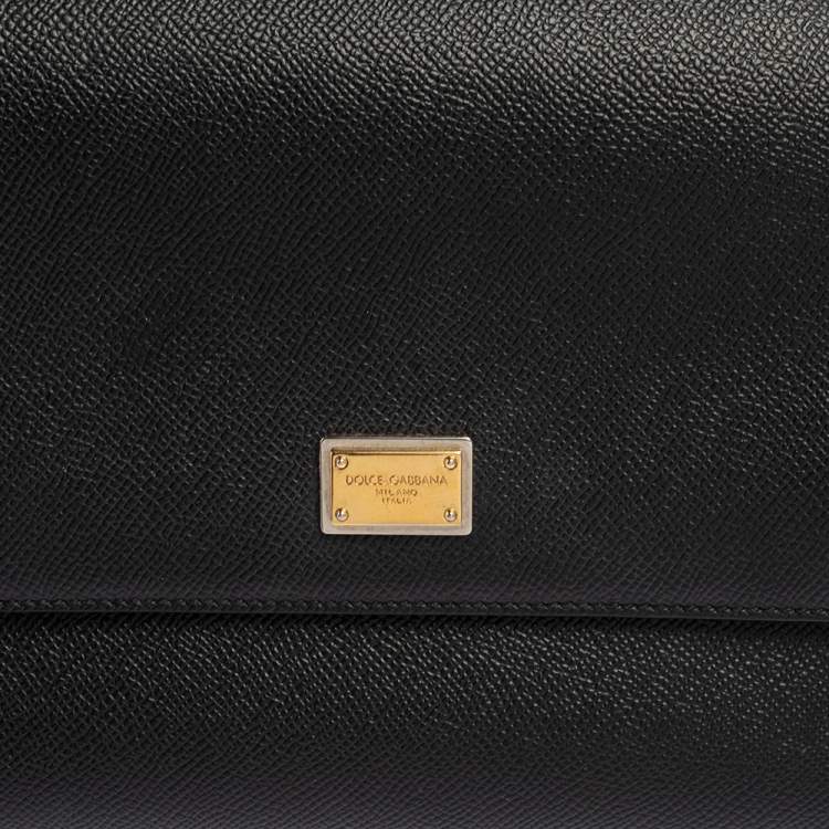 Pre Owned Dolce & Gabbana Black Leather Medium Miss Sicily Top Handle Bag