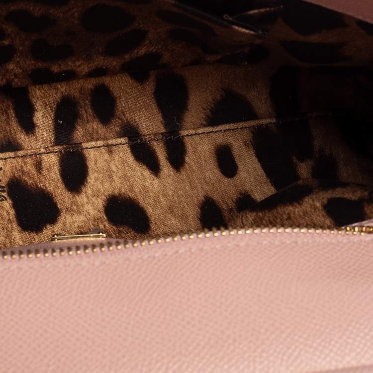 Pre Owned Dolce & Gabbana Pink Leather Medium Miss Sicily Top Handle Bag