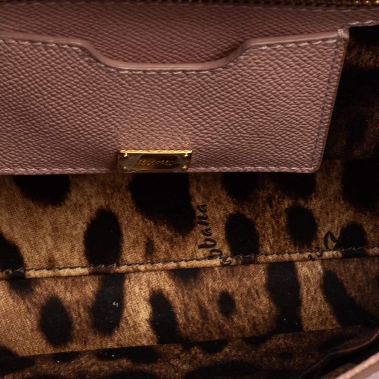 Pre Owned Dolce & Gabbana Pink Leather Medium Miss Sicily Top Handle Bag