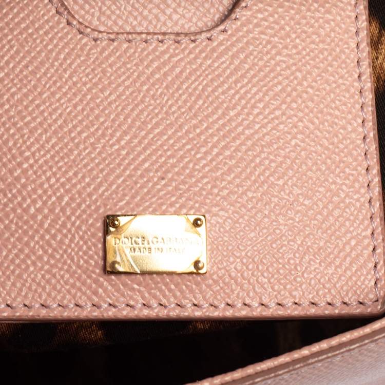 Pre Owned Dolce & Gabbana Pink Leather Medium Miss Sicily Top Handle Bag
