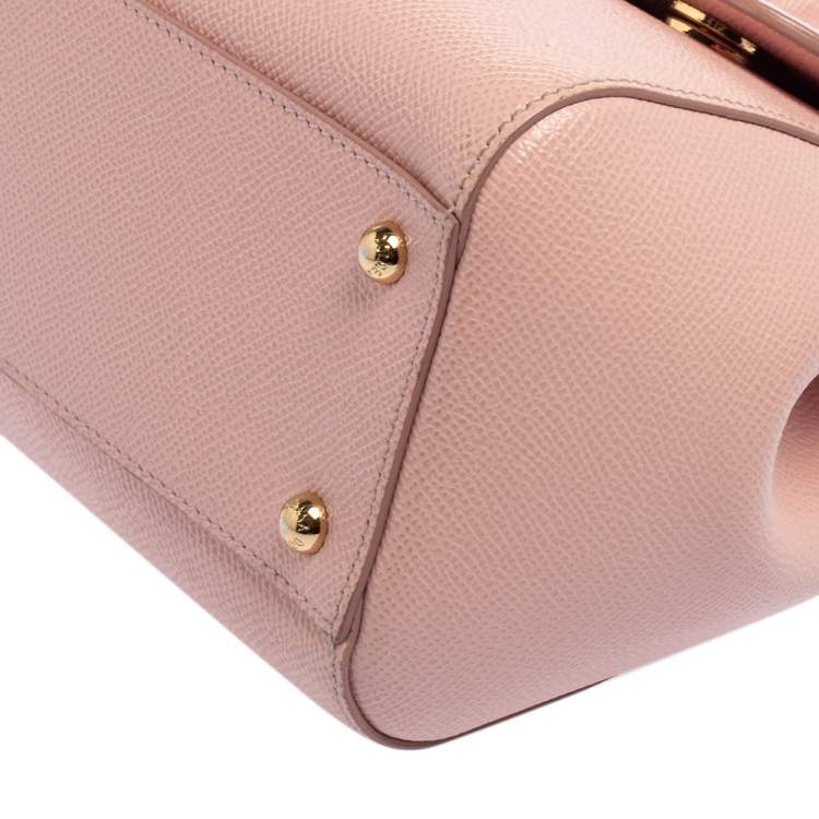 Pre Owned Dolce & Gabbana Pink Leather Medium Miss Sicily Top Handle Bag