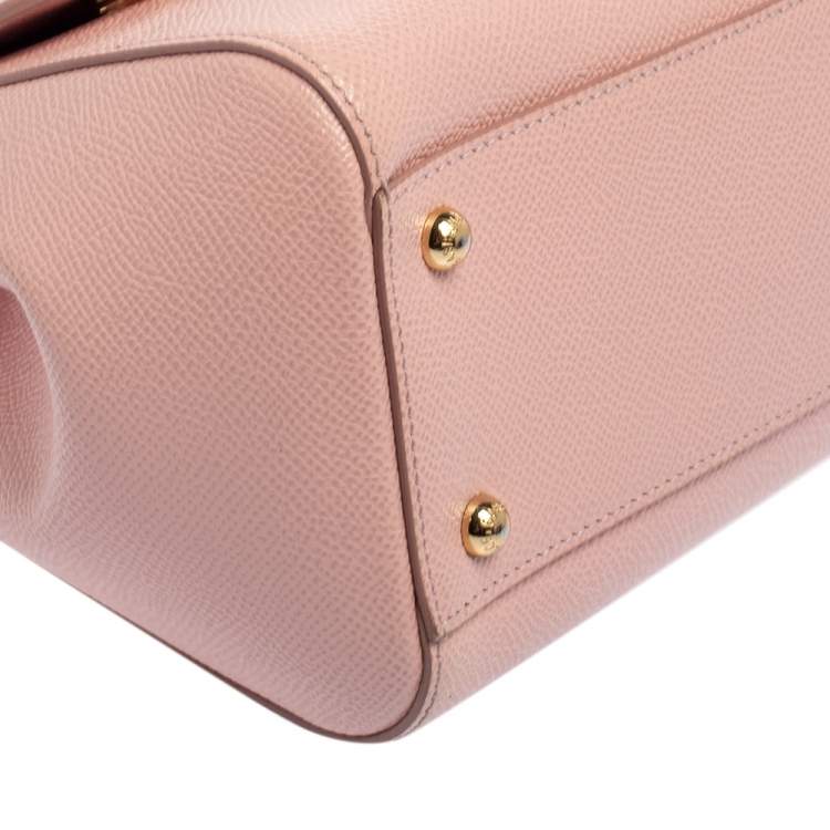 Pre Owned Dolce & Gabbana Pink Leather Medium Miss Sicily Top Handle Bag