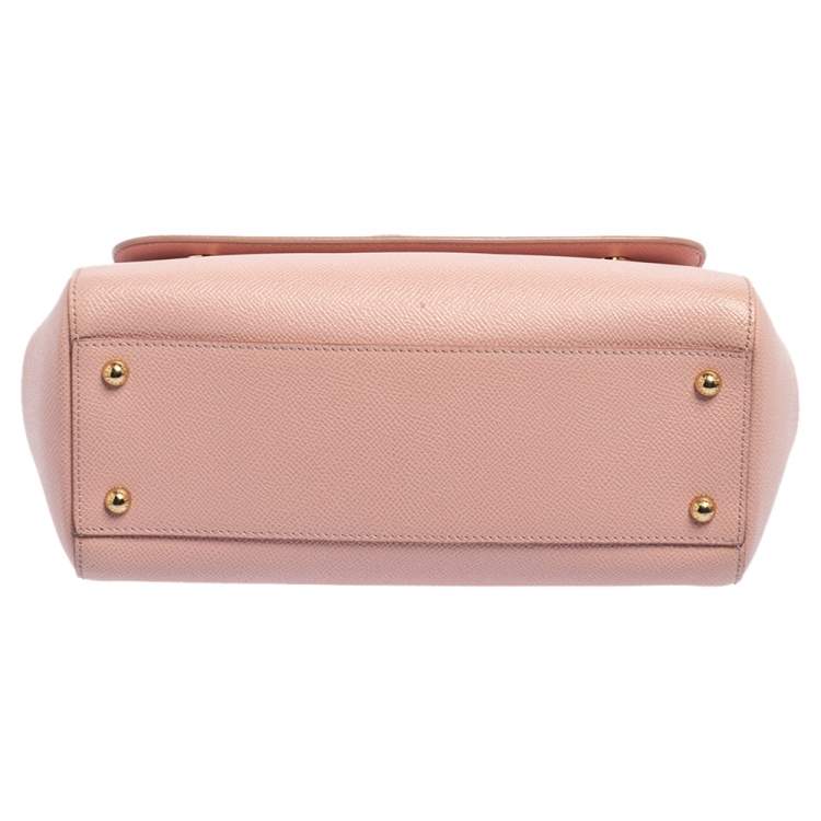 Pre Owned Dolce & Gabbana Pink Leather Medium Miss Sicily Top Handle Bag