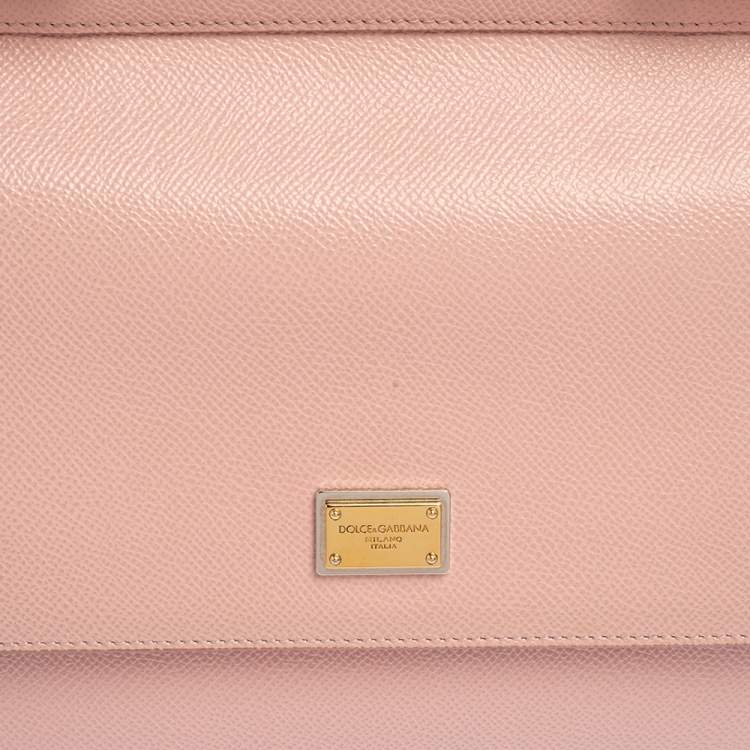 Pre Owned Dolce & Gabbana Pink Leather Medium Miss Sicily Top Handle Bag