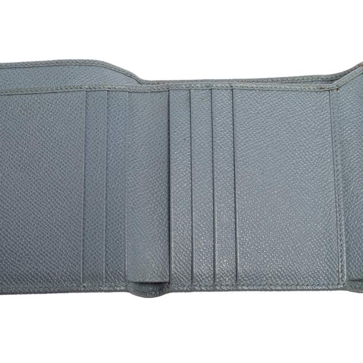 Pre Owned Dolce & Gabbana Blue Leather Padlock Trifold Compact Wallet
