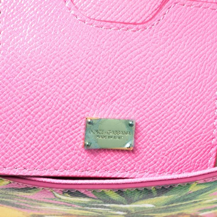 Pre Owned Dolce & Gabbana Pink Pineapple Printed Leather Miss Sicily Top Handle Bag