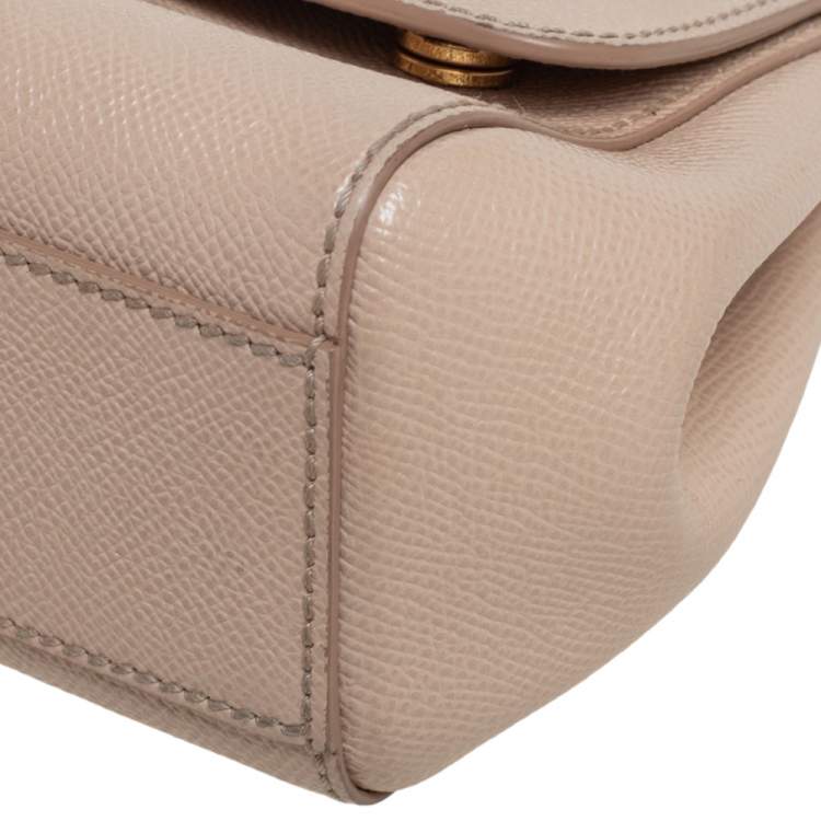 Pre Owned Dolce & Gabbana Beige Leather Small Miss Sicily Top Handle Bag