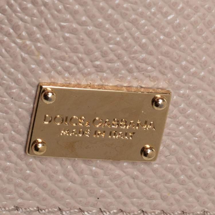 Pre Owned Dolce & Gabbana Beige Leather Small Miss Sicily Top Handle Bag